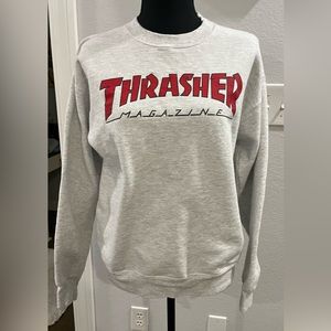 Thrasher unisex sweat shirt heather gray size small
